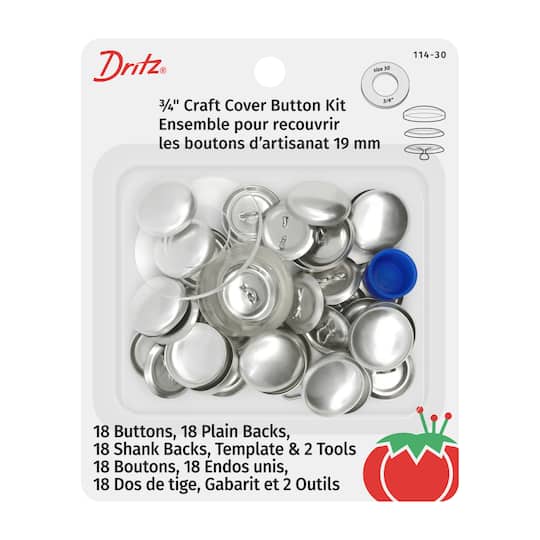 Dritz® 3/4'' Nickel Craft Cover Button Kit with Tools, 18 Sets